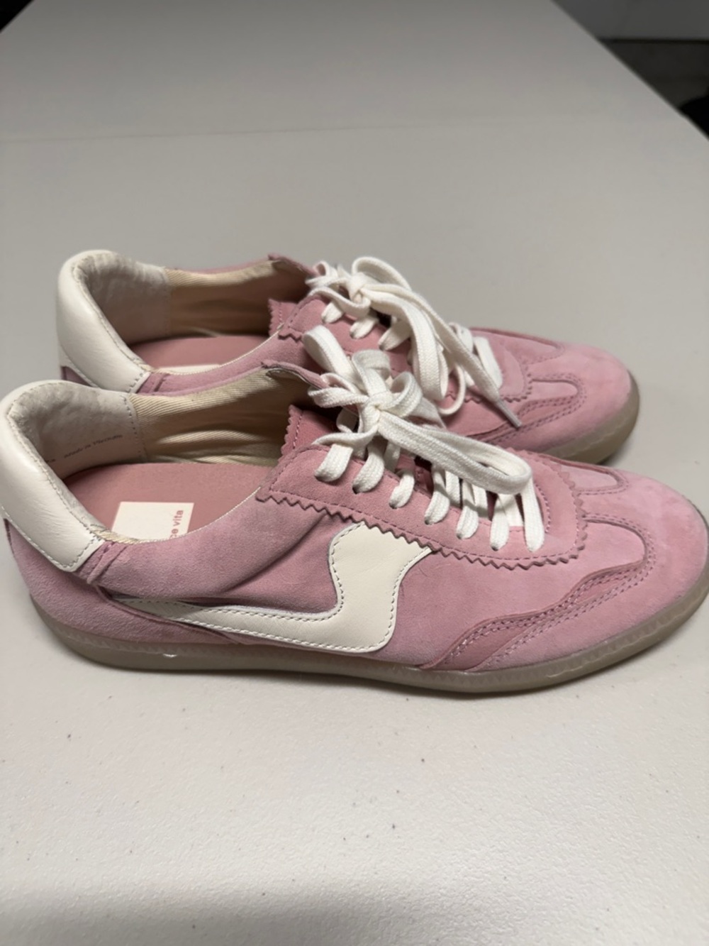 Dolce Vita Pink Suede Sneakers with White Accents